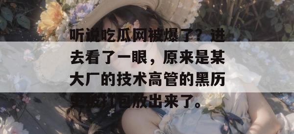 听说吃瓜网被爆了？进去看了一眼，原来是某大厂的技术高管的黑历史被打包放出来了。